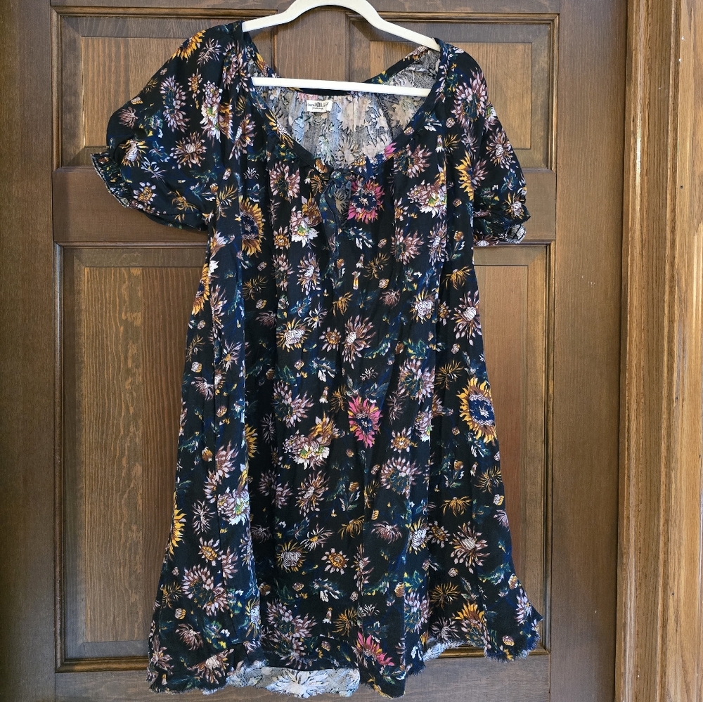 NATURAL LIFE Pink and Blue Ruffled Tiered Sundress